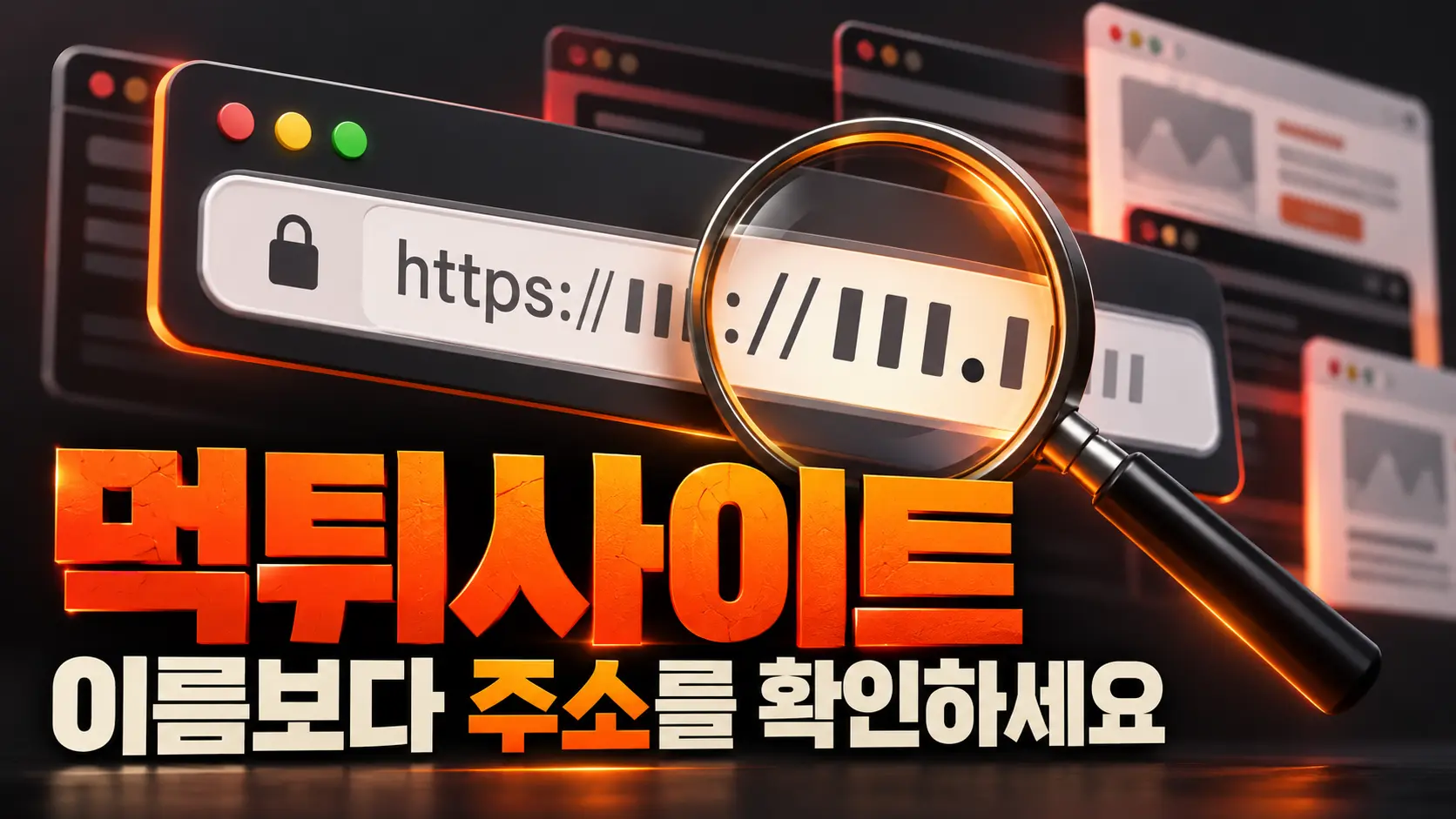 먹튀사이트 정보를 확인하기 위해 접속 주소를 살펴보는 돋보기