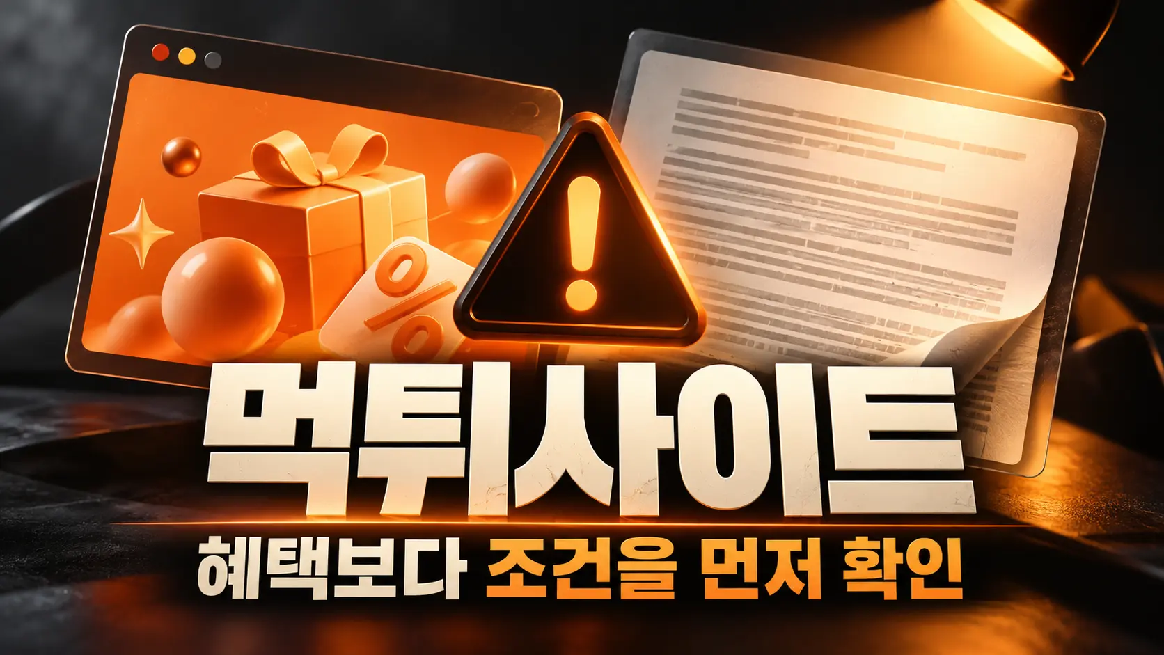 먹튀사이트의 혜택 안내와 세부 조건을 비교하는 문서 이미지